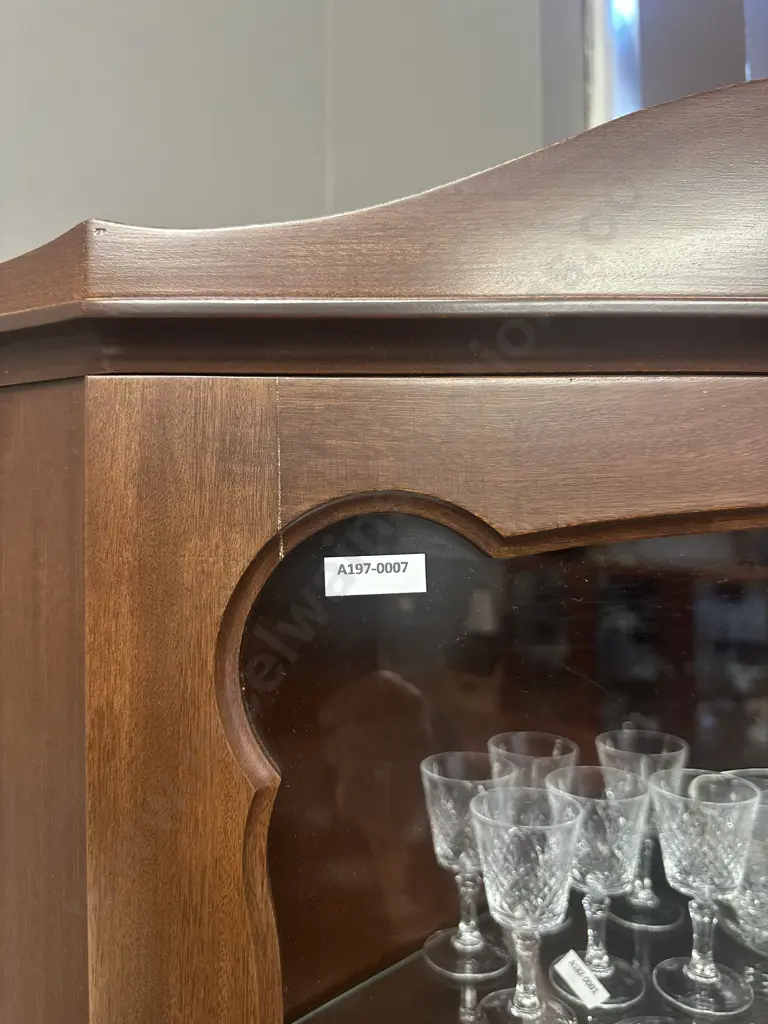 Mahogany China Display Storage Corner Cabinet With Keys, 3 x Glass & 1 x Wooden Shelves. H181 W69 D38cm Image 1++