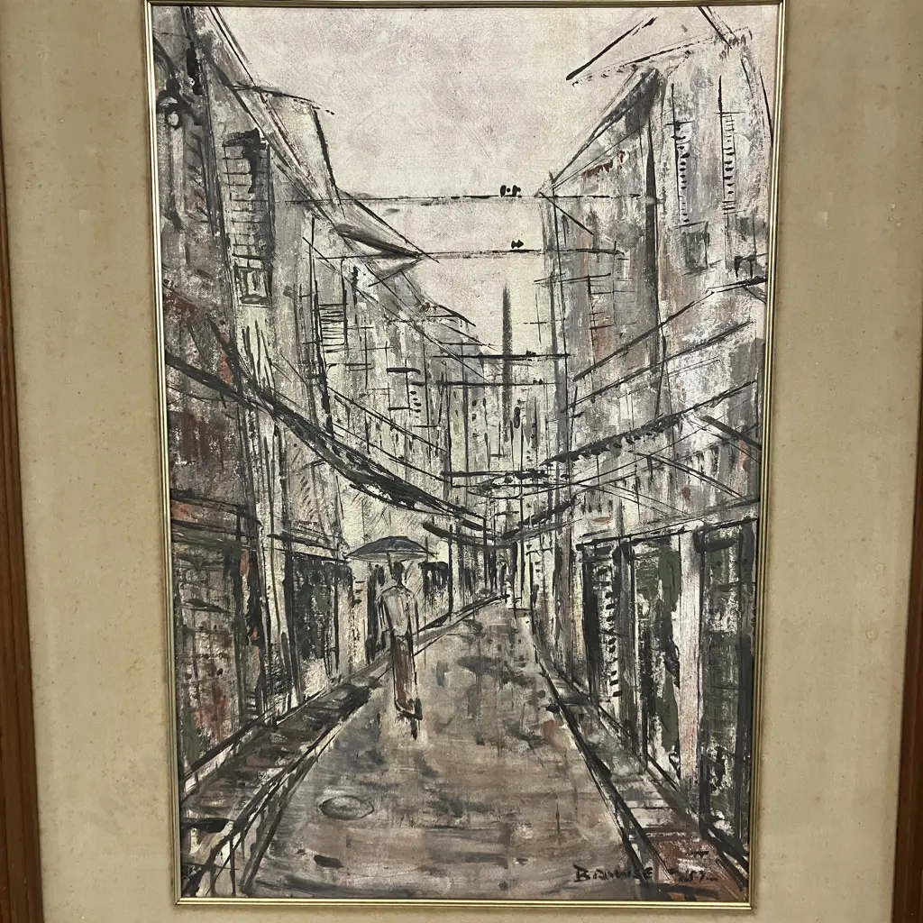 "Blue Umbrella" Zanzibar Street Scene by John Browse 1957. 77 x 60cm Image 1++