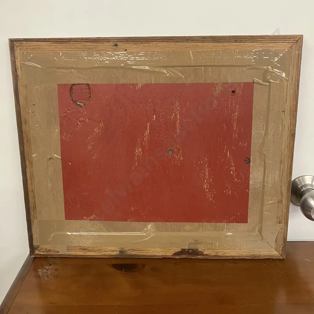 Original Oil Painting On Board Of A Farm Scene Signed Esplin, Vintage Oak Frame. 37 x 45cm Image 1++