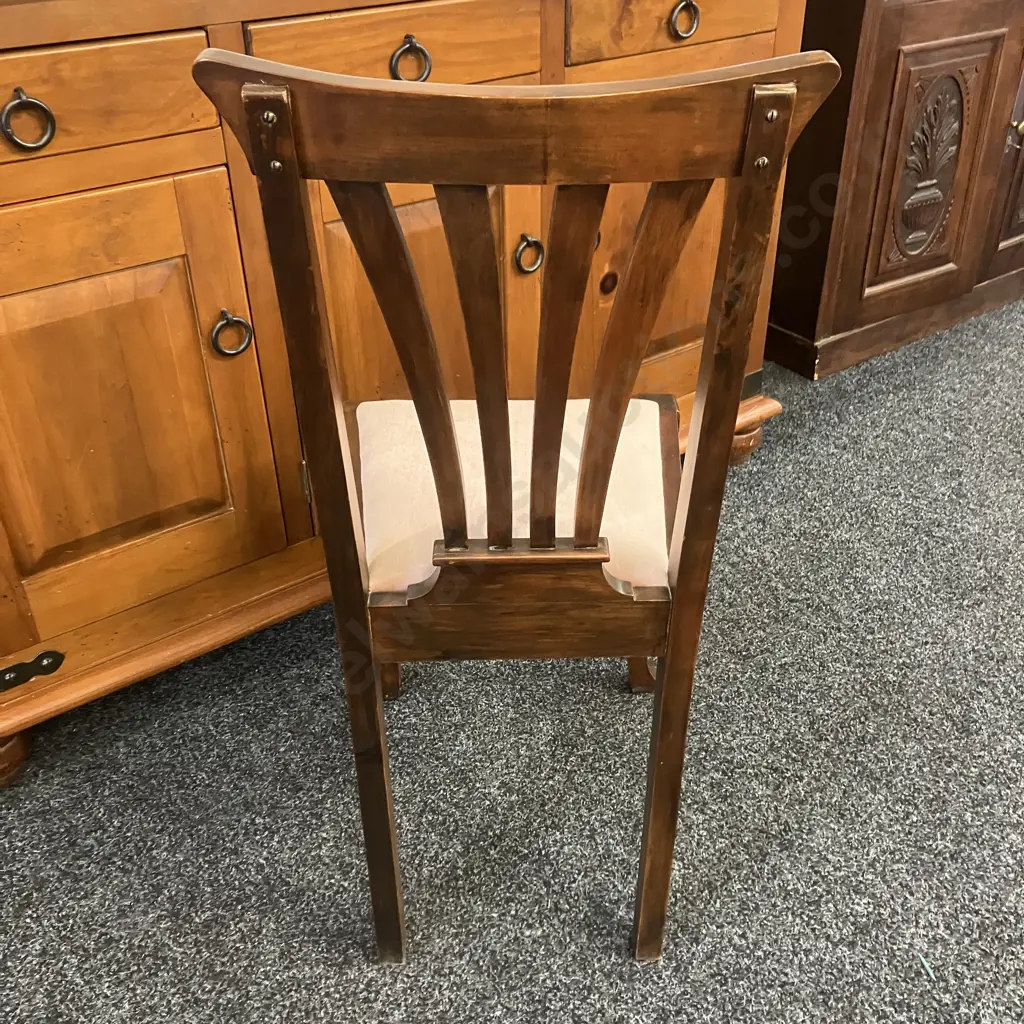 Wooden Side Chair With Rose Colour Draylon Upholstered Seat Image 1++
