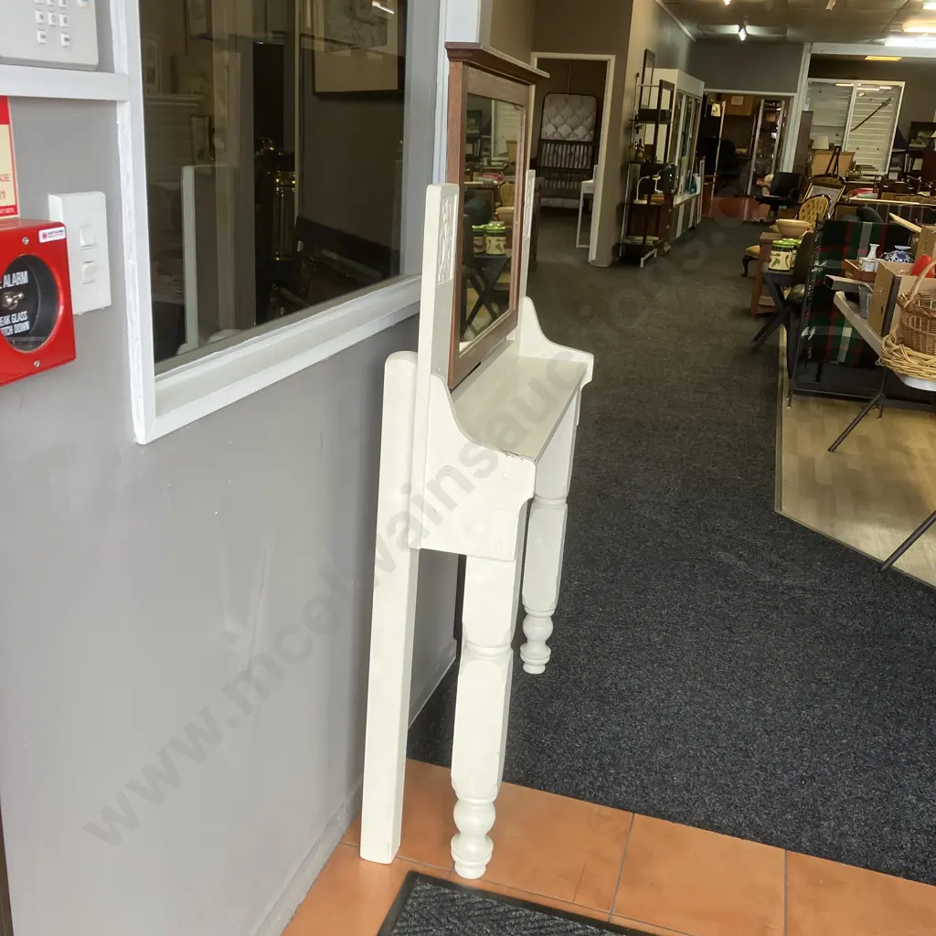 White Painted Oak Hallstand With Mirror. H152 W95 D28cm Image 1++