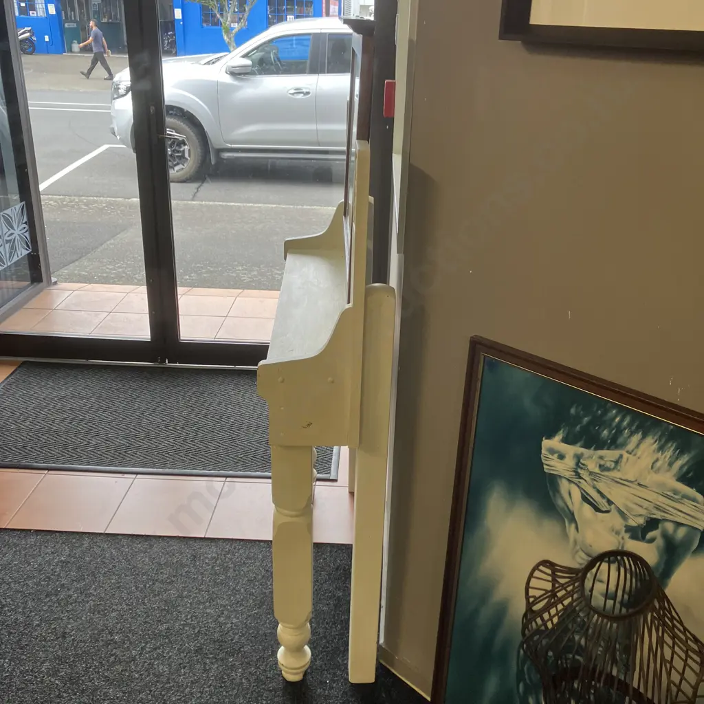 White Painted Oak Hallstand With Mirror. H152 W95 D28cm Image 1++