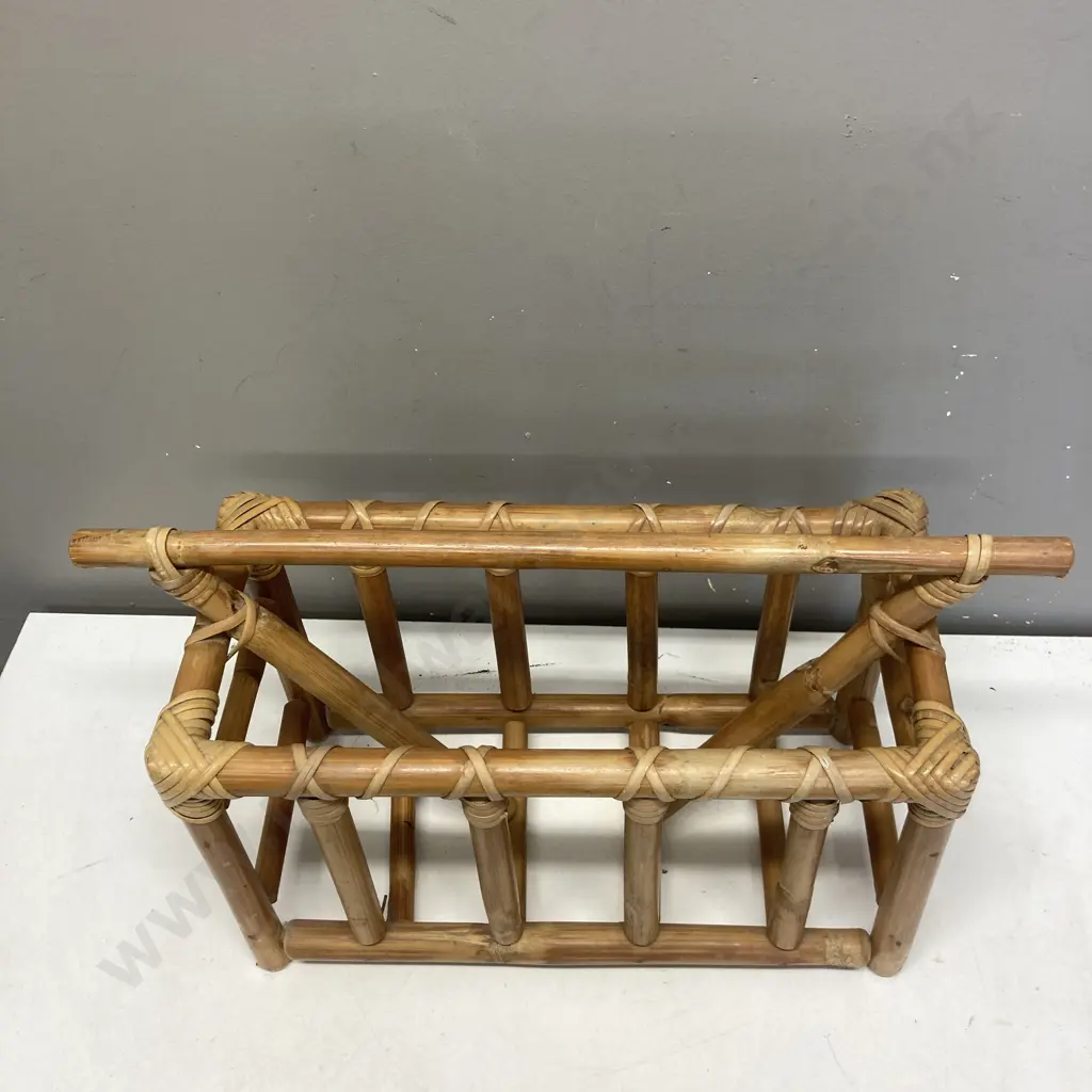 Vintage Cane Magazine Rack. H32 W53 D21cm Image 1++