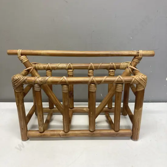 Vintage Cane Magazine Rack. H32 W53 D21cm