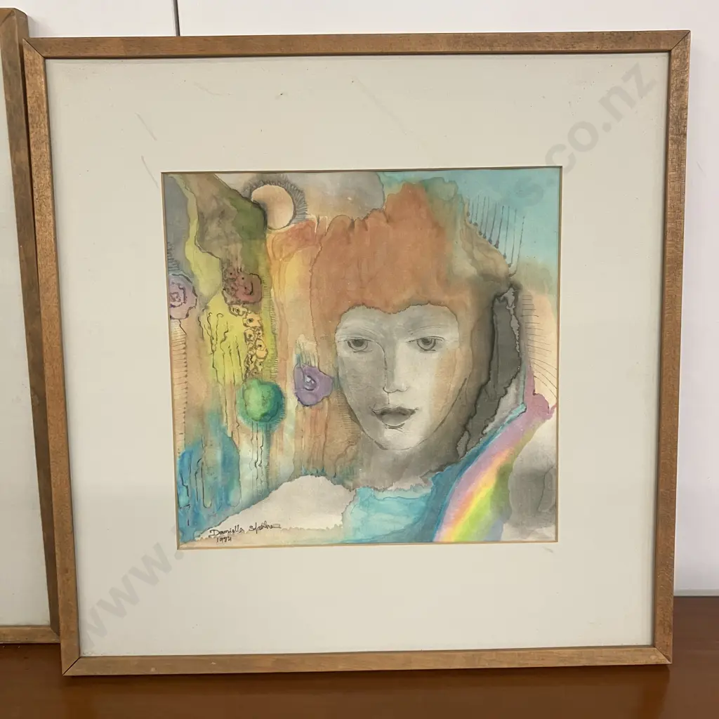 Daniella Sperber Original Paintings On Silk "Morning Of The Rainbow" & "--- After The Flood". 46 x 46cm & 47.5 x 47.5cm Image 1++