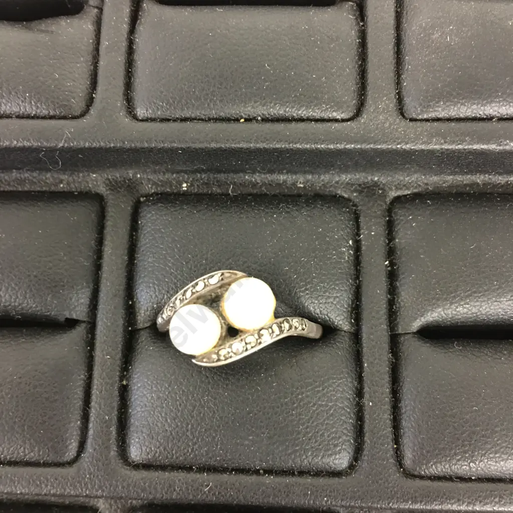 Vintage Pearl & Marcasite Ring Image 1++