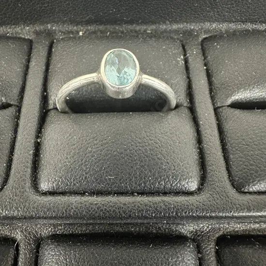 Stamped 925 Silver Ring With Topaz Gemstone