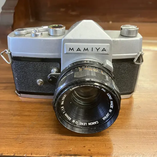 Mamiya Prismat NP 35mm Film SLR Camera With Canon OM 50mm 1:1.9 Lens
