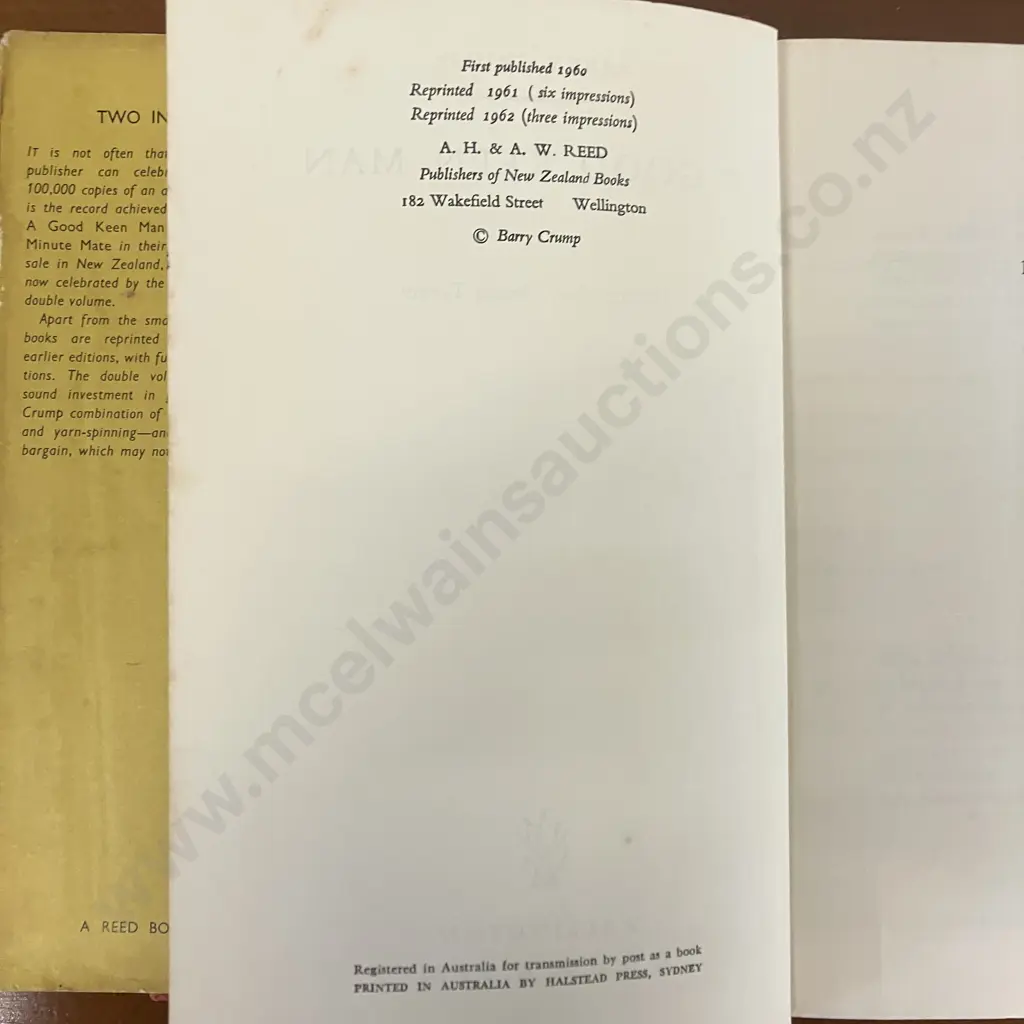 Rare Barry Crump's Two in One (A Good Keen Man plus Hang On A Minute Mate) 1962 Hardcover & Dust Jacket, Reed Wellington Image 1++