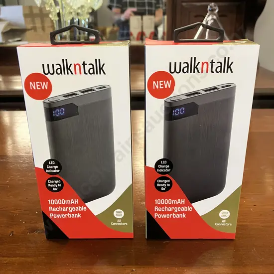 Pair of WalknTalk 10000mAH Rechargeable Power Banks
