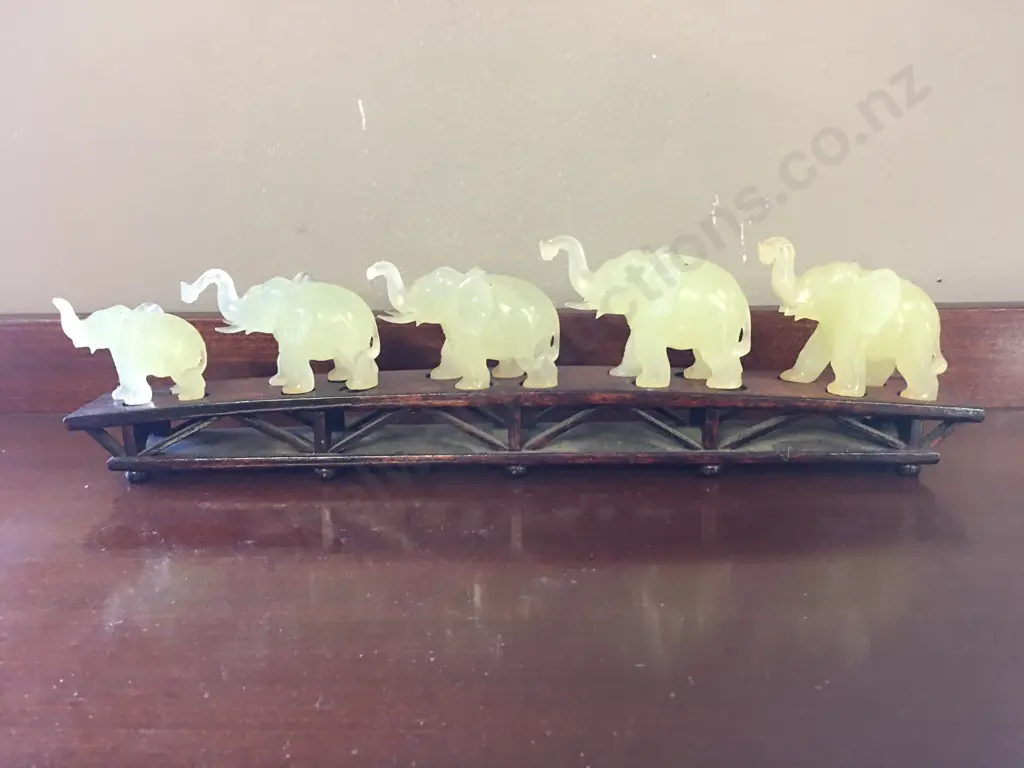 Lot Of Five Vintage Elephant Figurines On Plinth (As Found Condition) Image 1++