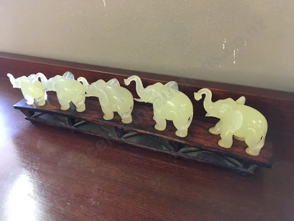 Lot Of Five Vintage Elephant Figurines On Plinth (As Found Condition) Image 1++