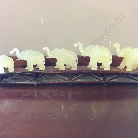 Lot Of Five Vintage Elephant Figurines On Plinth (As Found Condition)