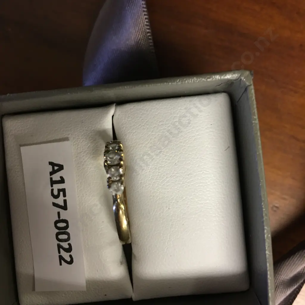 Gold Ring With 5 Clear Stones Stamped 9ct Image 1++