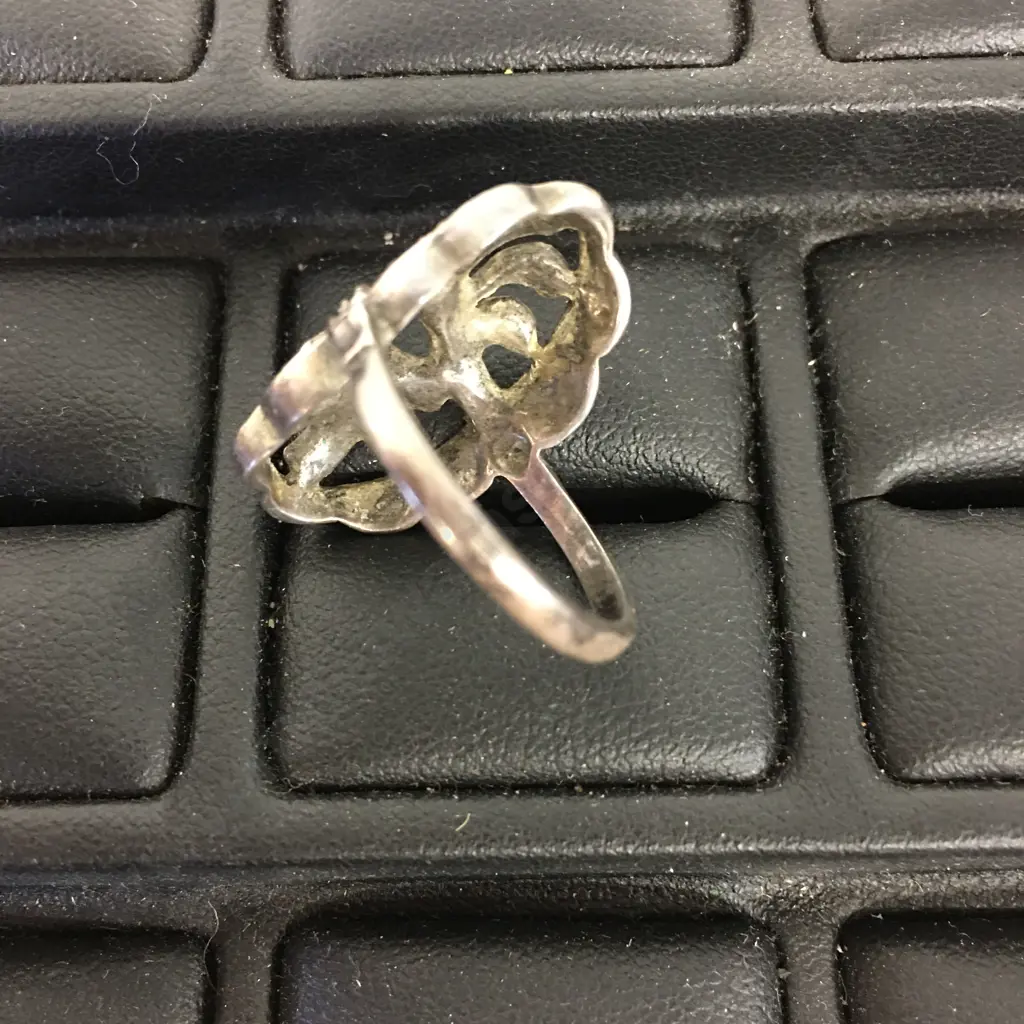 Vintage Silver & Marcasite Ring Stamped Image 1++