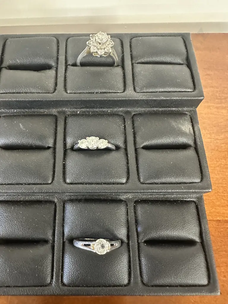 Three Silver Coloured Rings With Clear Stone  Image 1++