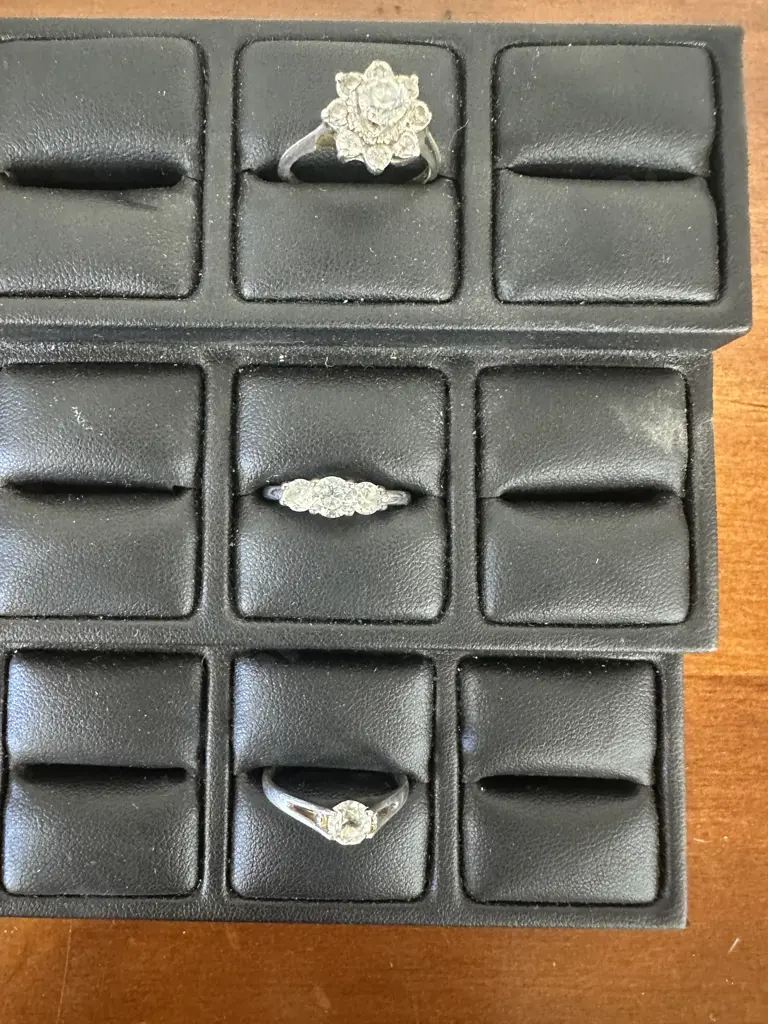 Three Silver Coloured Rings With Clear Stone  Image 1++