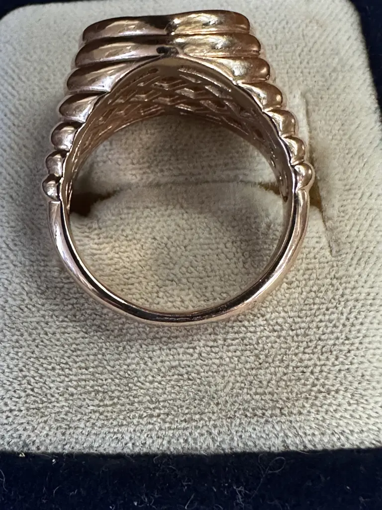 Gold Coloured and Diamante Ring Stamped Italy Image 1++