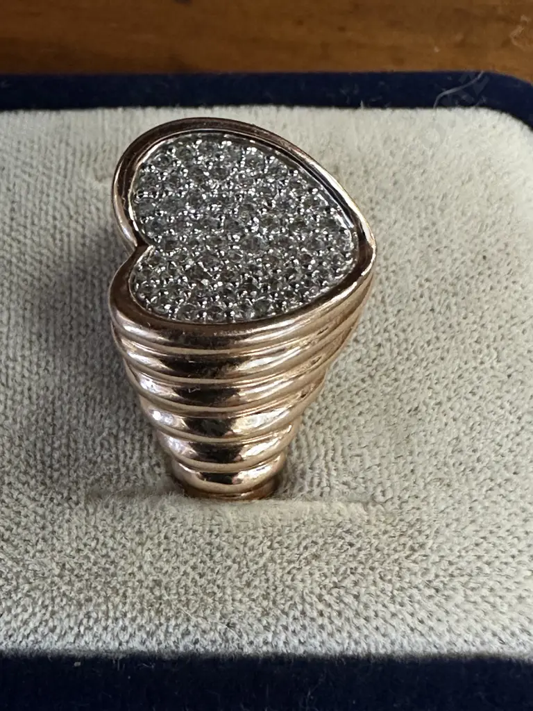 Gold Coloured and Diamante Ring Stamped Italy Image 1++