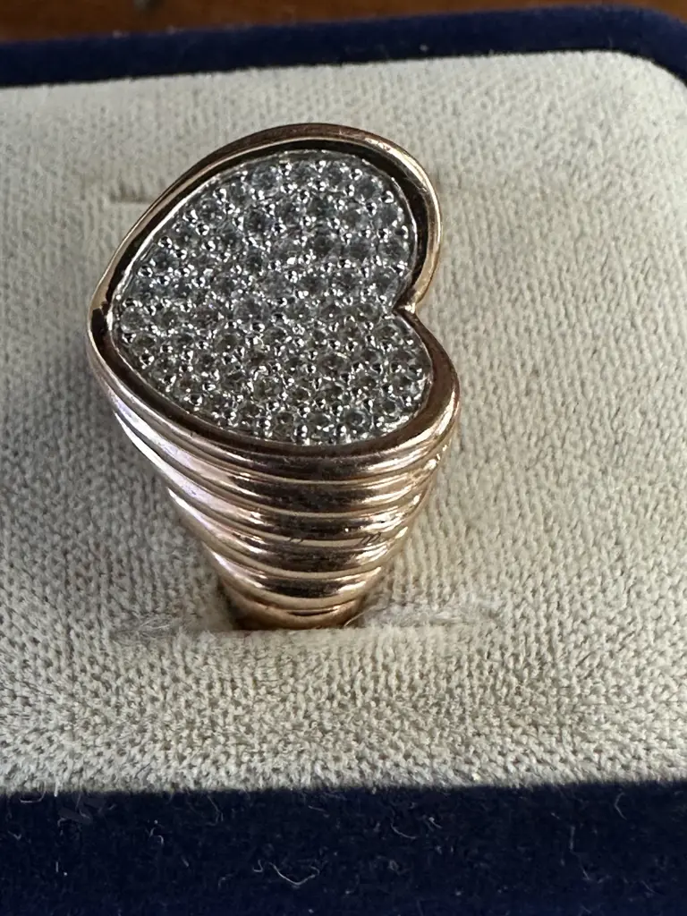 Gold Coloured and Diamante Ring Stamped Italy Image 1++