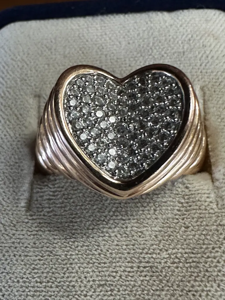 Gold Coloured and Diamante Ring Stamped Italy Image 1++