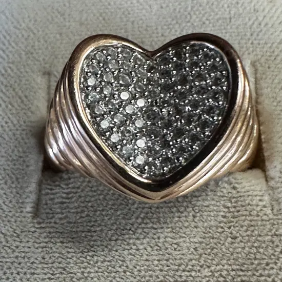 Gold Coloured and Diamante Ring Stamped Italy