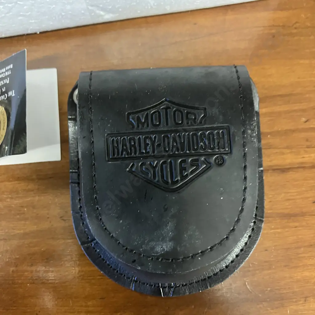 Franklin Mint Harley Davison Motorcycles Collectors Pocket Watch, Case, Chain and Stand - Boxed Image 1++