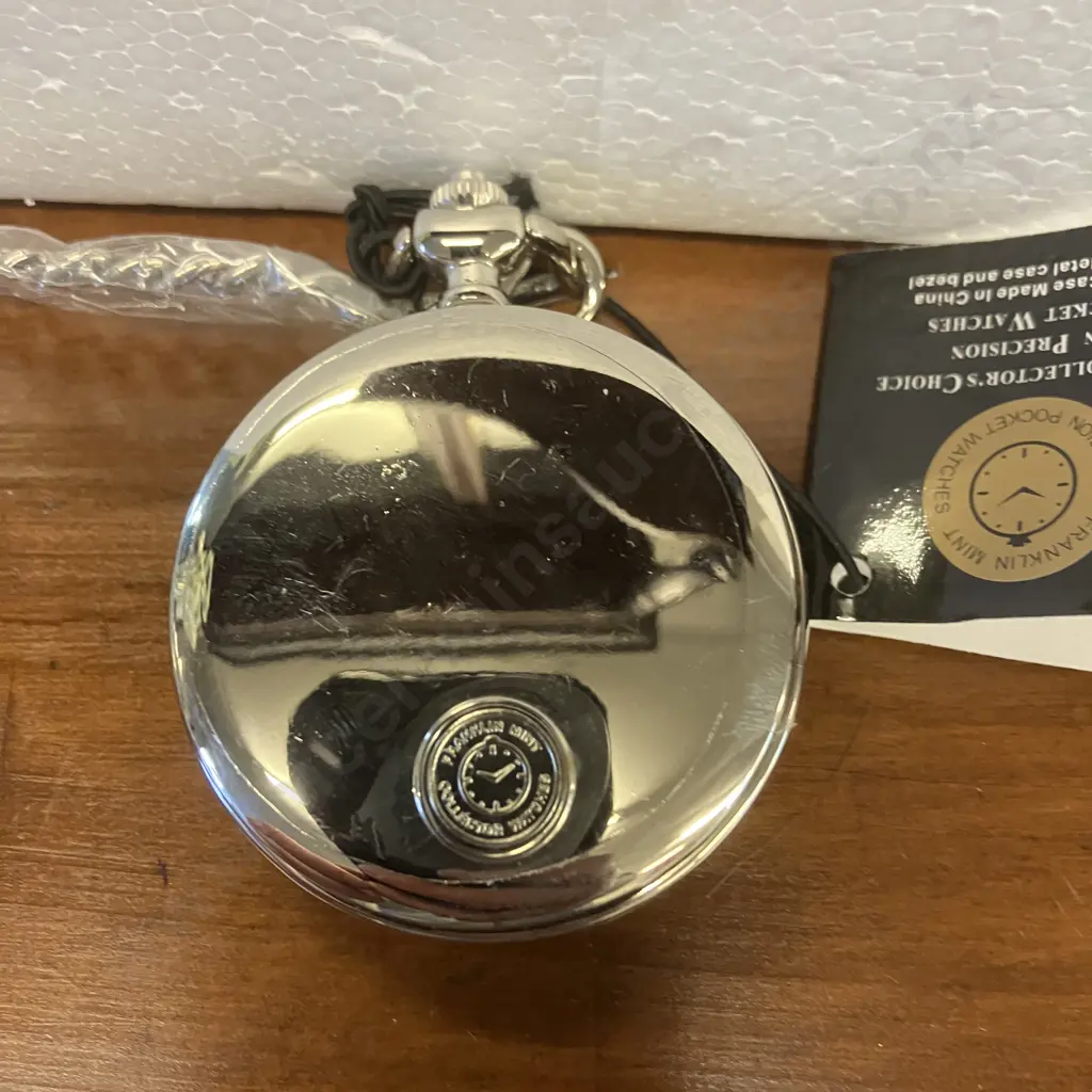 Franklin Mint Harley Davison Motorcycles Collectors Pocket Watch, Case, Chain and Stand - Boxed Image 1++