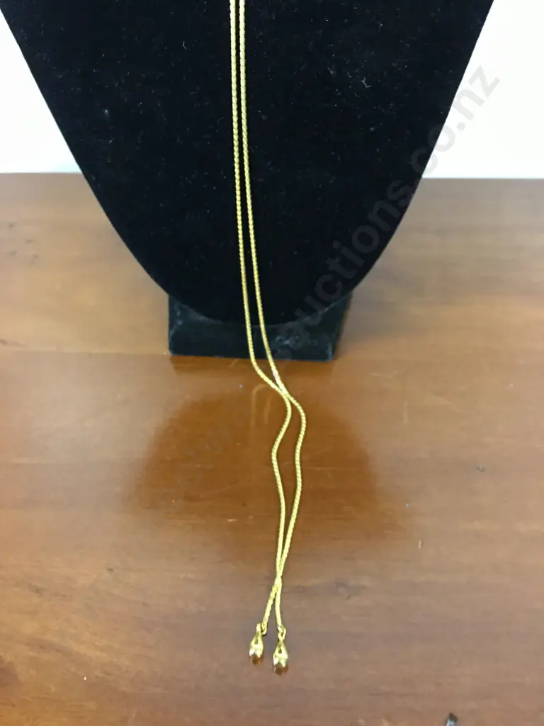Risis Of Singapore Long Slider Necklace Miniature Replica Of The Live Orchid & Plated In 22 K Gold Image 1++