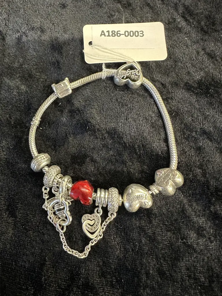Pandora Moments Family Tree Heart Clasp Snake Chain Bracelet With Nine Charms Image 1++