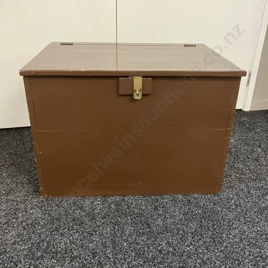 Vintage Wooden Toy Box Painted Brown. H49 W69 D49cm