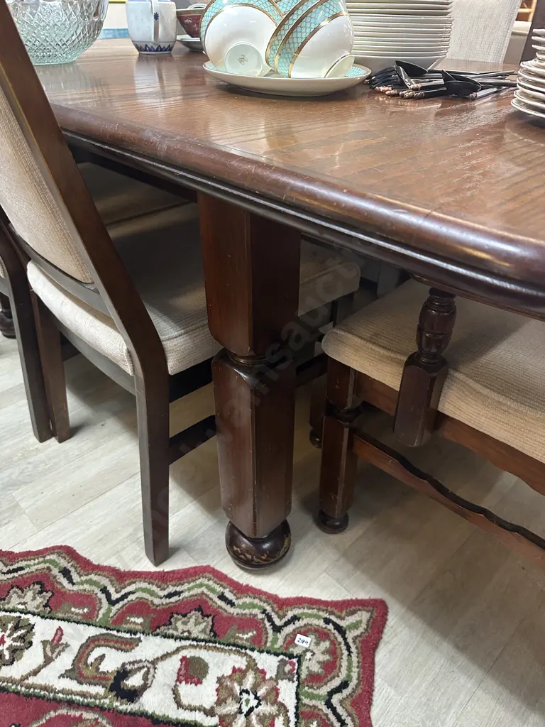 Vintage Oak Extension Dining Table With 6 Chairs Including 2 Carvers Image 1++