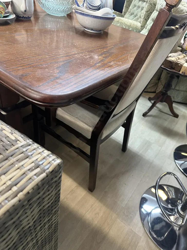 Vintage Oak Extension Dining Table With 6 Chairs Including 2 Carvers Image 1++