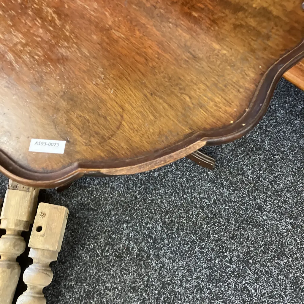 Mahogany Wine Table With Chipped Edge & Set of Four Kauri Legs Image 1++