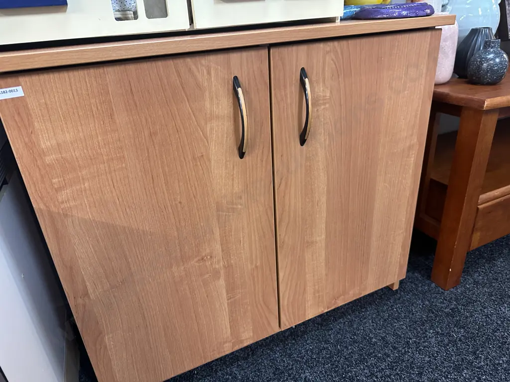 Tawa Effect Double Door Credenza (Top Loose). H70 W80 D36cm Image 1++