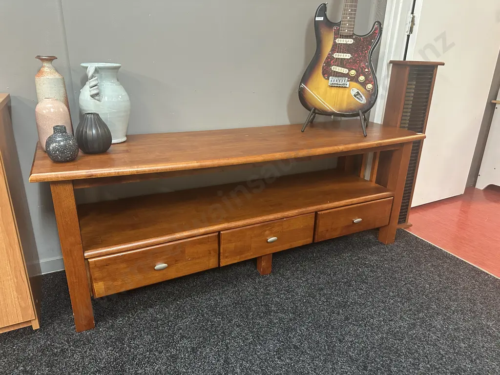 Wooden TV Cabinet, Curved Front,  Drawers. H55 W150 D46cm Image 1++