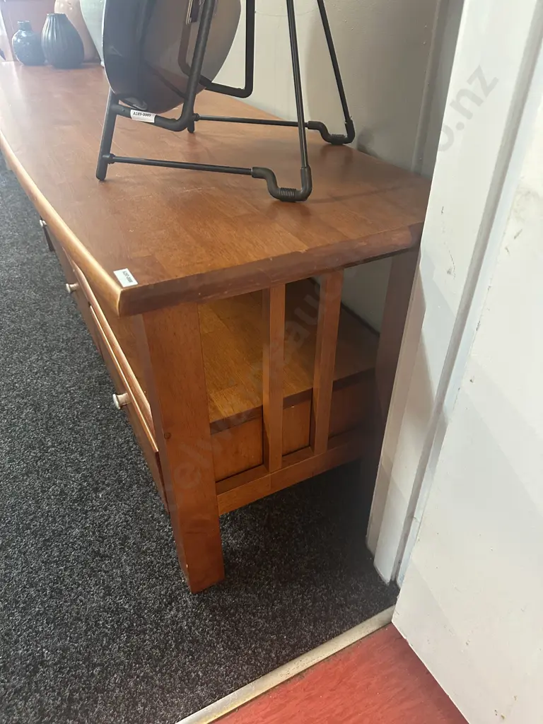 Wooden TV Cabinet, Curved Front,  Drawers. H55 W150 D46cm Image 1++