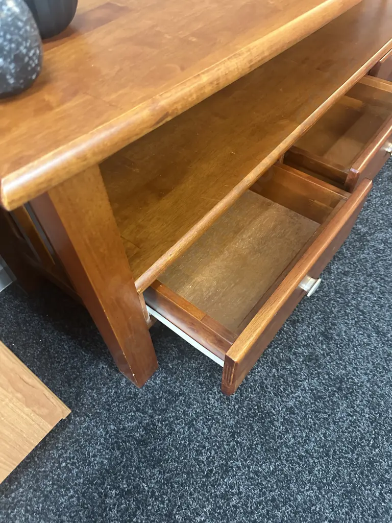 Wooden TV Cabinet, Curved Front,  Drawers. H55 W150 D46cm Image 1++