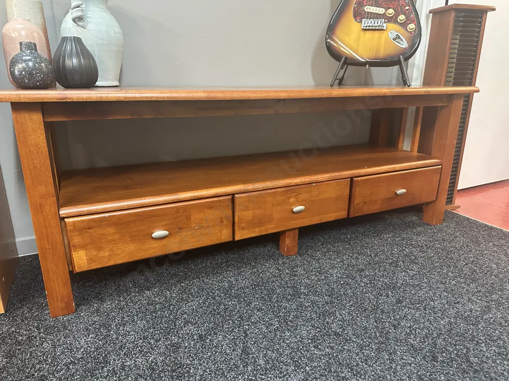 Wooden TV Cabinet, Curved Front,  Drawers. H55 W150 D46cm Image 1++