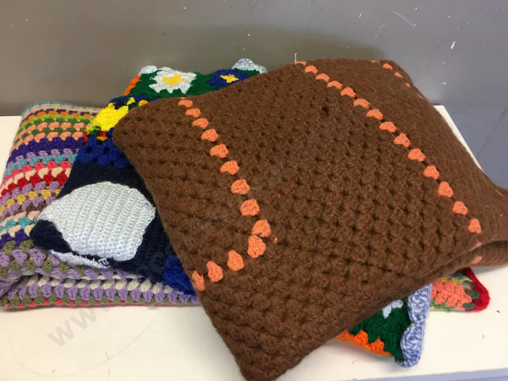 Vintage Crochet Blankets x3 (as found) Image 1++