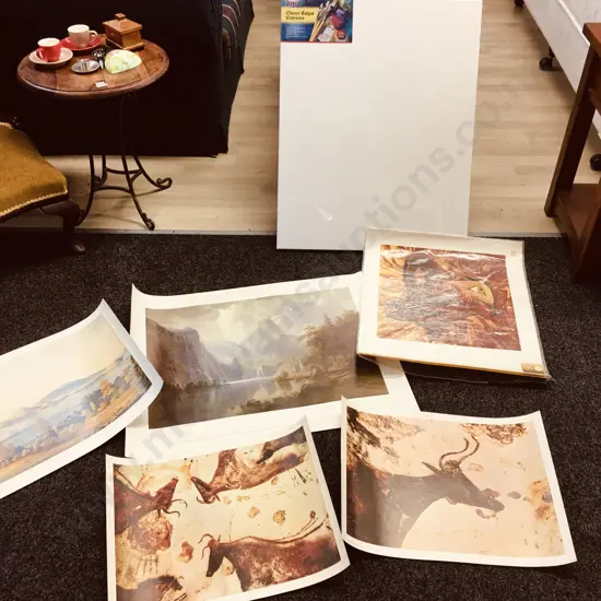 Lot of 5 Canadian & NZ Art Prints & 24 x 30" Acid Free Art Board