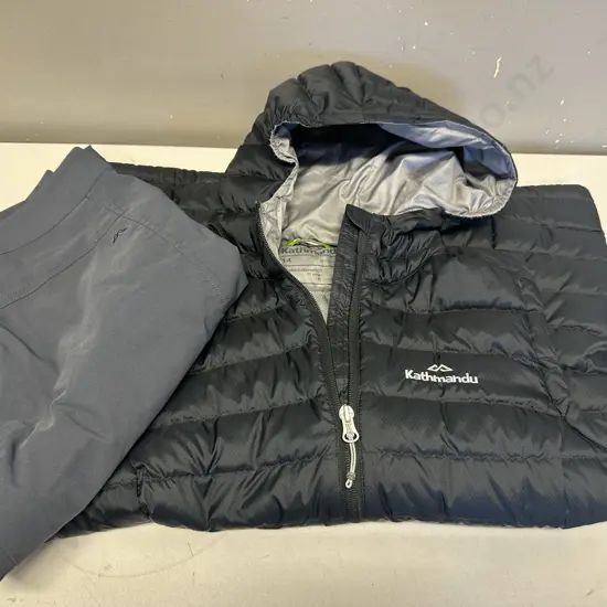 Black Kathmandu 550 Puffer Vest Size 14 With Grey Kathmandu Every Day Pants Size 12
