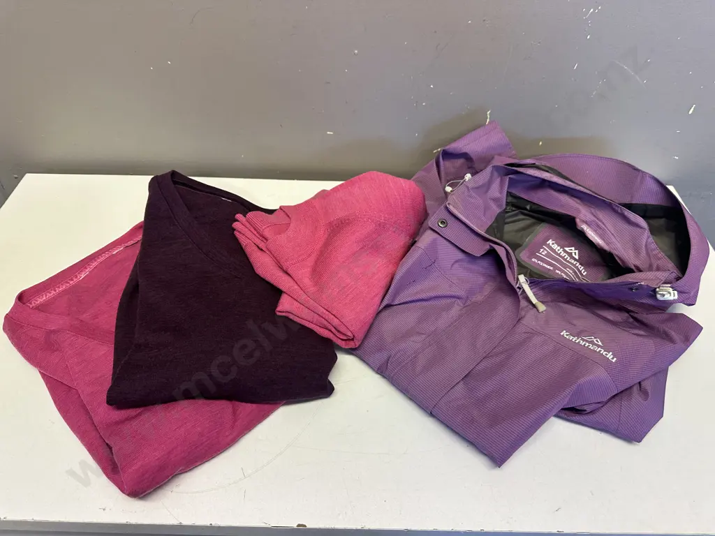 Purple Kathmandu Rain Jacket Size 12 With Merino Jumpers  Image 1++