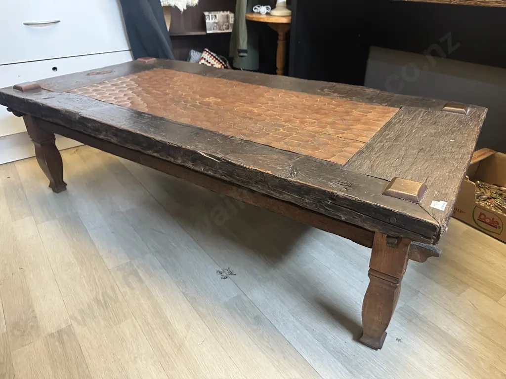 Rustic Adzed Coffee Table. H44 W151 D75cm Image 1++