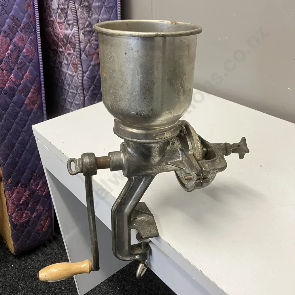 Vintage Porkert 150 Corn Grinder / Universal Mill Heavy Duty Manual Hand Grinder with Table Top Vice Clamp Image 1++