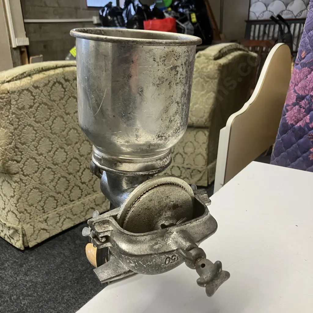Vintage Porkert 150 Corn Grinder / Universal Mill Heavy Duty Manual Hand Grinder with Table Top Vice Clamp Image 1++