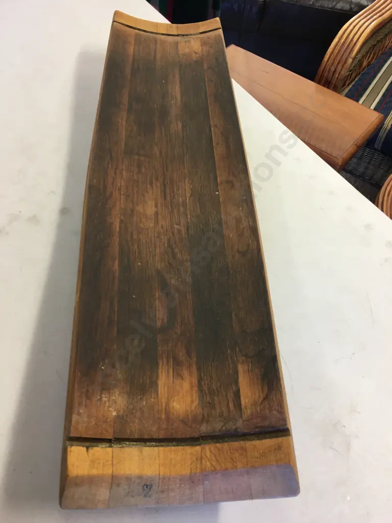 Long Stave Wine Barrel Platter With Feet  L88,D26cm. Image 1++