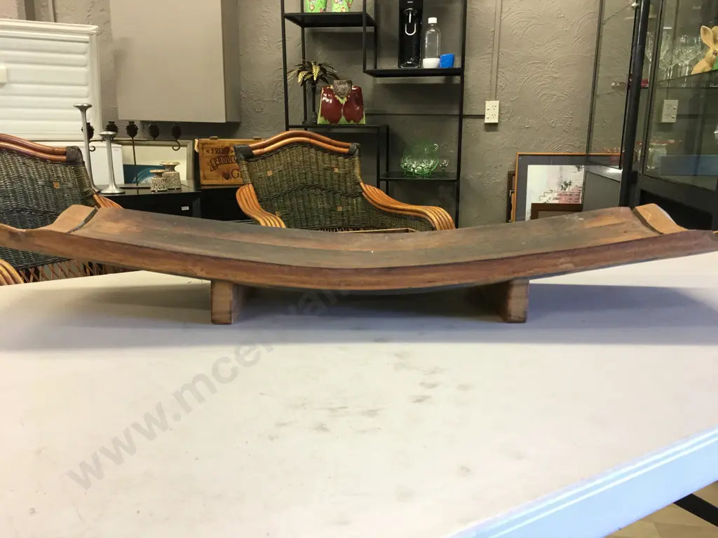 Long Stave Wine Barrel Platter With Feet  L88,D26cm. Image 1++