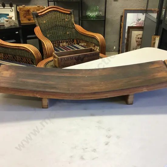 Long Stave Wine Barrel Platter With Feet  L88,D26cm.