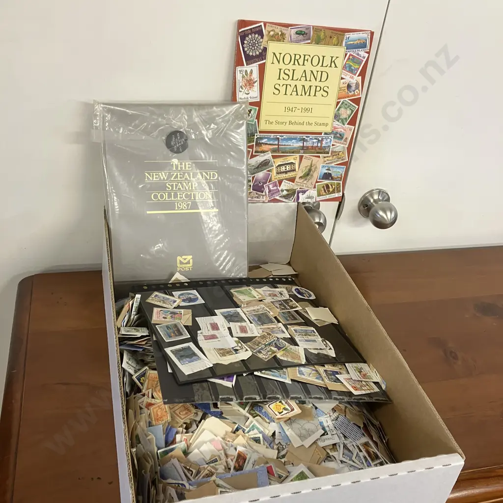 Large Box of Loose New Zealand Stamps, NZ Post 1987 NZ Stamp Collection Image 1++